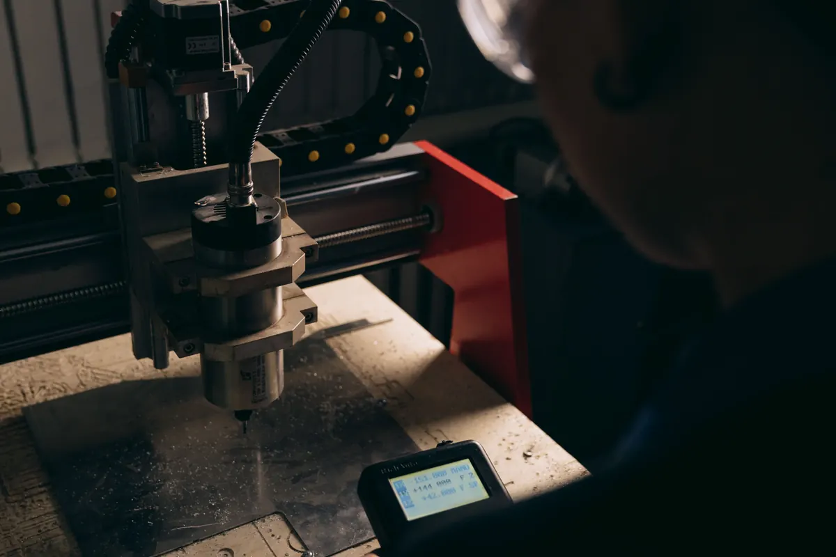 CNC machine with an operator display